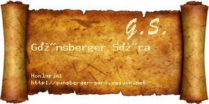 Günsberger Sára névjegykártya